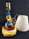 Vintage Donald Duck In Boat Figure Electrical Lamp With Shade
