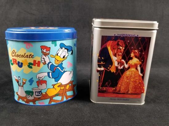 Disney Vintage Tin Can Containers Lot of 2