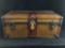 Antique Rare WWI US Army Capt. H E .Heeren 54th Artillery C.A.C Foot Locker Boston Trunk w/Key