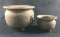 Large Footed Hammered Copper Pot and Small Footed Copper Pot