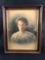 1800's Antique Airbrushed Ink Portrait & Frame With Unique Artist Notes By WC