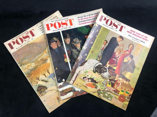 Lot Of 3 POST Subscriptions The Saturday Evening Magazines 1957 1956 Walt Disney Articles