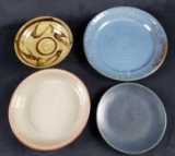Lot of 4 Stoneware Style Pottery Plates