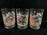 Vintage Of 3 Disney World Souvenir Castle Epcot Typhoon Lagoon 25th Anniversary McDonalds Glasses