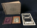 Antique Mixed Lot 1912 Anniversary Registry -Tin Type Photo - 1921 Funeral Prayer Card
