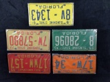 Five Vintage Florida License Plate 50 to 70 A