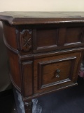 Vintage Oak Leather Top Desk