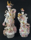 Pair of Japanese Geisha Girls Porcelain Sculptures