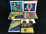 Vintage Lot Of Eight Original 1920's - 1930's Advertising labels #1