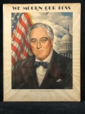 Vintage Franklin Delano Roosevelt Lithograph Timely Prints 1943 Gurdon Howe