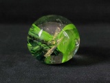 Handblown Green Glass Art Paperweight by Steven Monser
