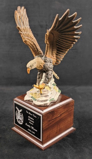 Large Eagle On Wood Base Award Mantlepiece