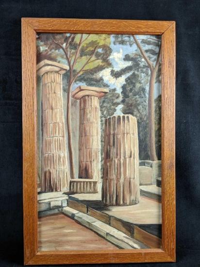Original 17x27 Painting of Roman Columns