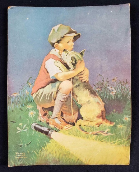 Vintage Frances Tipton Hunter Boy Hugging Dog