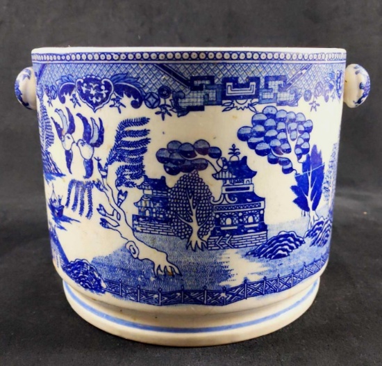 Antique Moriyama Japan Blue Willow Biscuit Jar No Lid