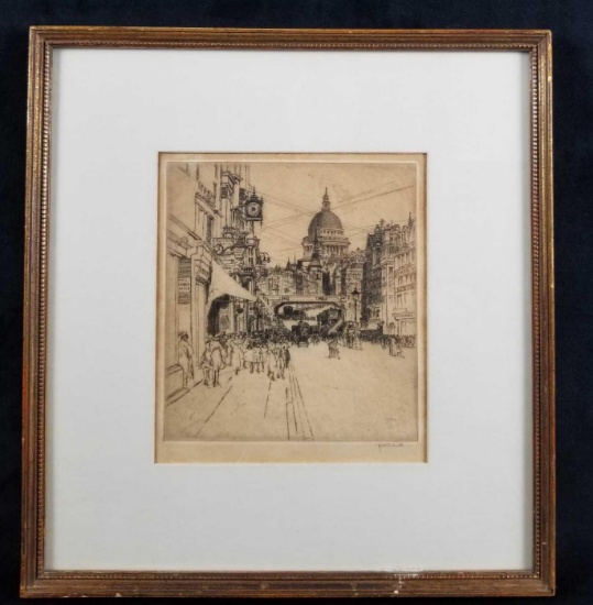 1925 The Street Of Ink Etching by Fred Richards