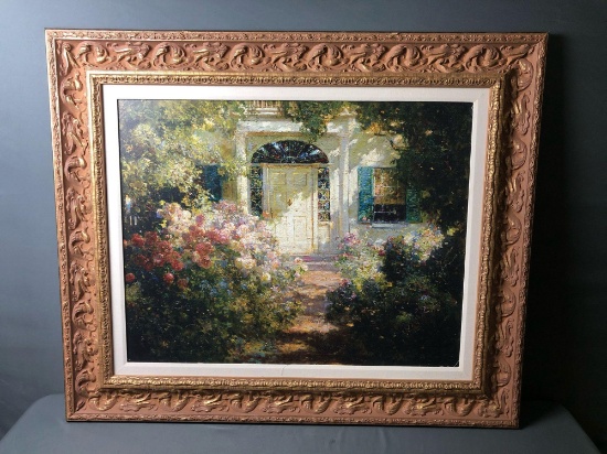 Beautiful Vintage Framed Textured Floral Home Entry Print On Canvas