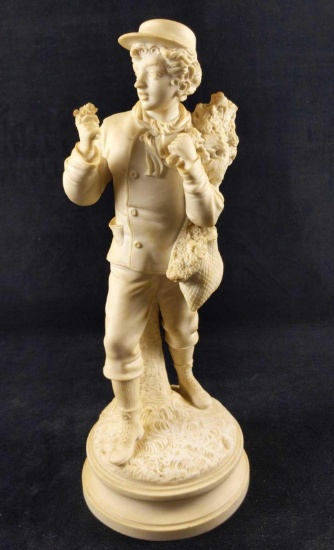 Vintage Parian Biscuit Porcelain Man With Flowers