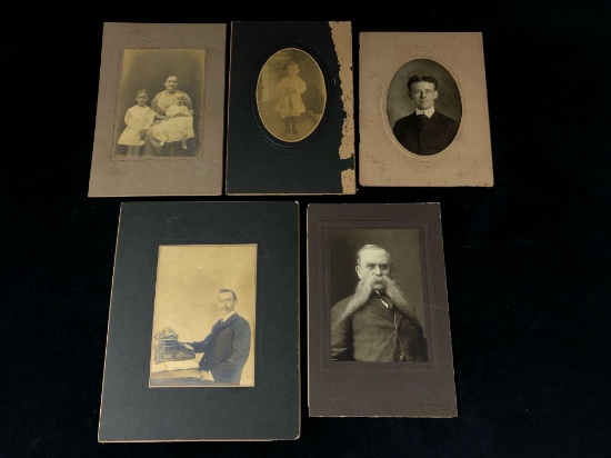 Antique Lot Of 5 Late 1800's - Early 1900's Pictures