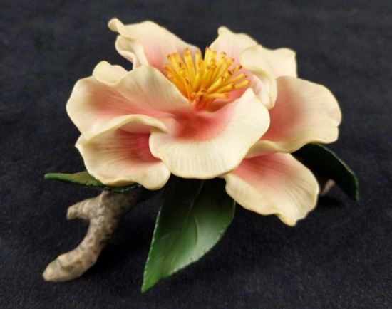 Vintage HC Hand Painted Porcelain Camellia Flower