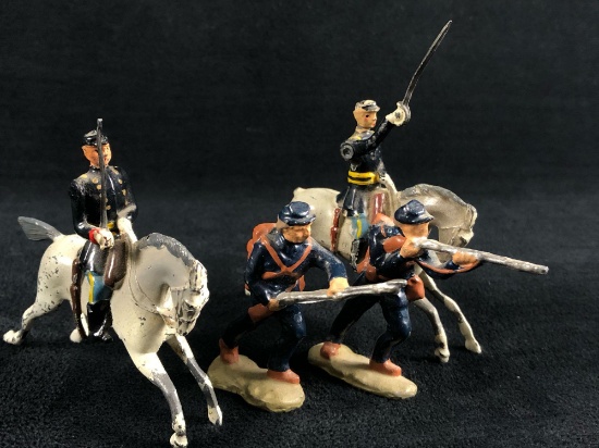 Antique Britains LTD Lead Hand Painted Civil War 2" Soldiers Mounted & Infantry