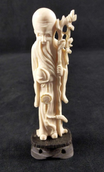 White Resin Shou Xing Long Life God Chinese