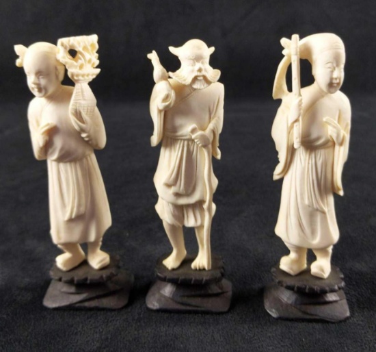 White Resin 3 Figurines Xiangzi Nezha Zhong Kui
