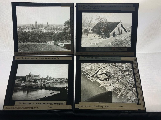 Antique Lot Of 4 Magic Lantern Projector Glass Slides German Countryside Scenery #1