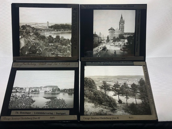 Antique Lot Of 4 Magic Lantern Projector Glass Slides German Countryside Scenery #2