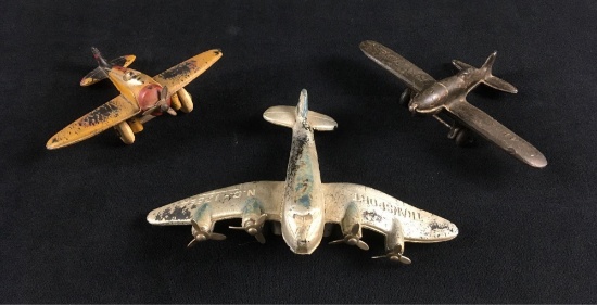 Lot of 3 Vintage Toy Rubber Airplanes
