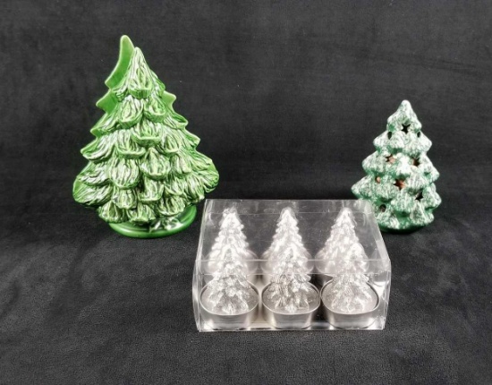 Ceramic Christmas Tree Napkin Stand Potpourri Holder Tealight Candles