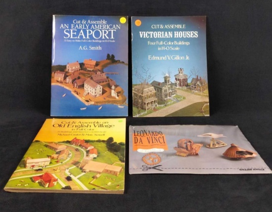 Four Vintage Cut And Assemble Full Color Buildings