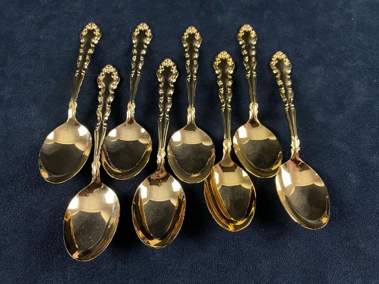 Vintage Community Gold Electroplated Soup Spoons Flatware Cutlery Holiday Fine Dining