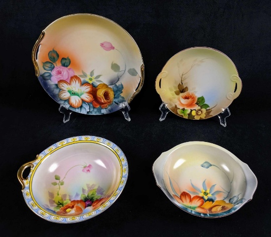 Lot Of Four Japanese Noritake Hand Painted Dishware