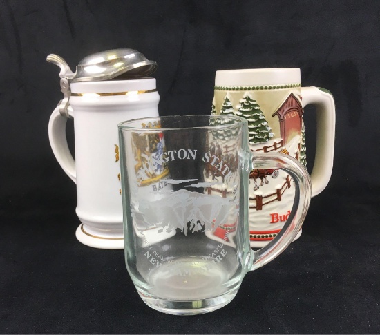 Lot of 3 Vintage Beer Steins Including Budweiser Limited Edition