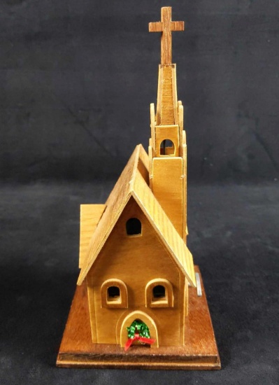 Vintage Wooden Chruch Music Box Amazing Grace