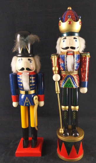 Two Tall Wooden Nutcrackers Christmas Holidays
