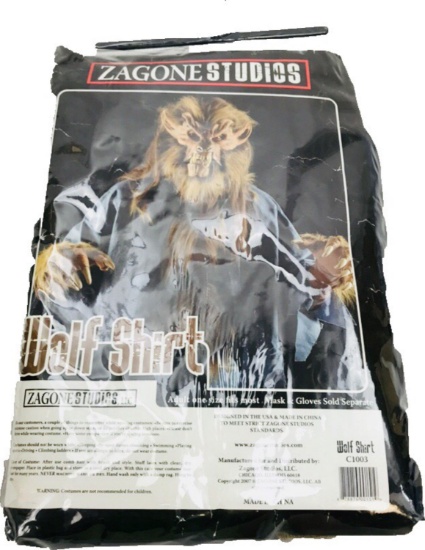 NOS - Halloween Costume Accessory - WOLF SHIRT - One Size Adult - Brown