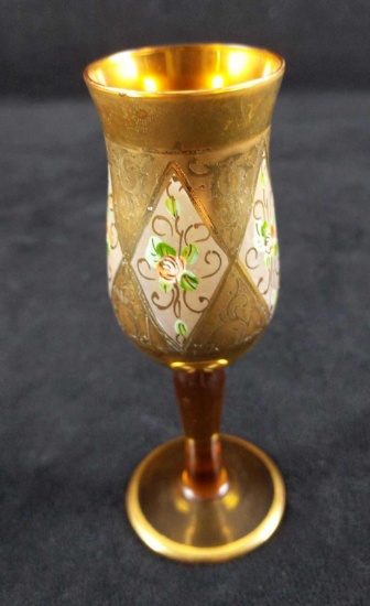 Vintage Cordial Hand Painted Glass