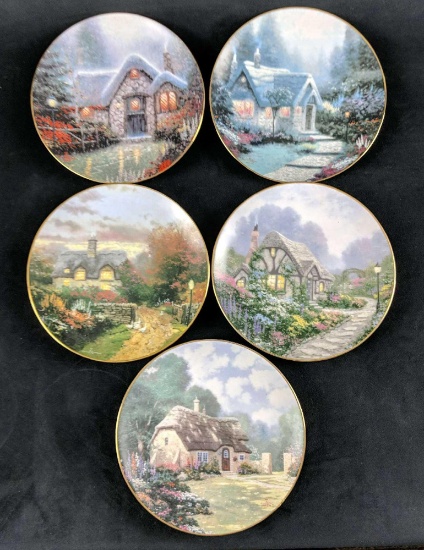 5 Vintage Thomas Kinkade Collectable Knowles Plates