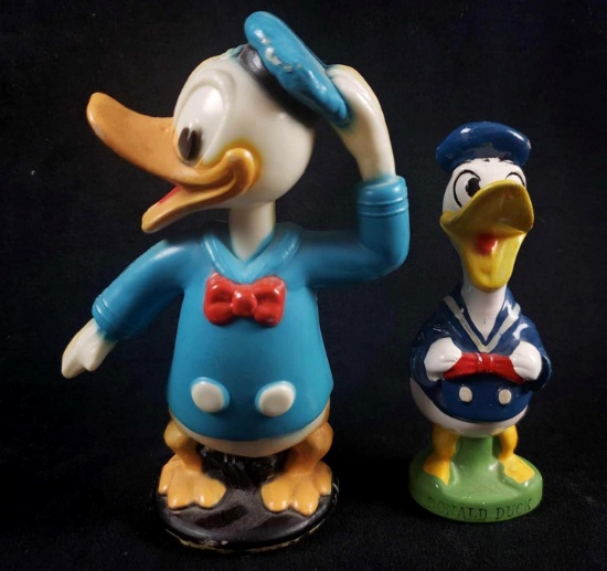 Lot of 2 Pre 1986 Donald Duck Plastic and Ceramic Figurines