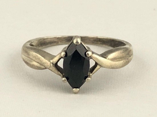 Vintage Sterling Silver Avon Marquee Black Onyx Ring