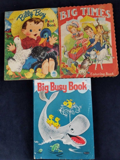 Vintage Coloring Books Lot Of Three Farm And Whale
