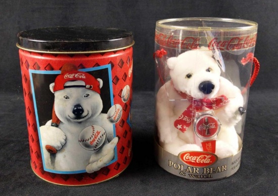 Coca Cola Polar Bear Watch Plush And Tin