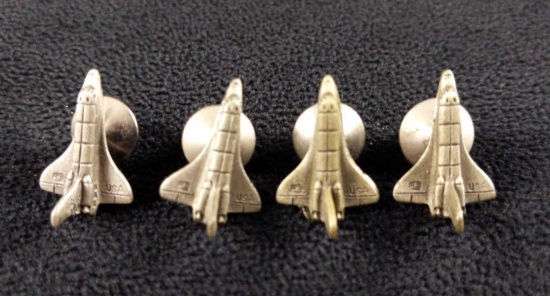 Four Pewter NASA Space Shuttle Pins Tie Tacks
