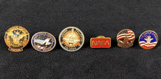 Six NASA Space Shuttle Space Camp Pins Tie Tacks