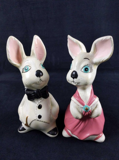 Vintage Ceramic Easter Bunnies White Rabbit