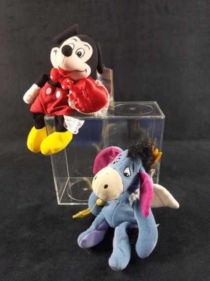 Disney Bean Bag Dolls Mickey W Heart Cupid Eeyore