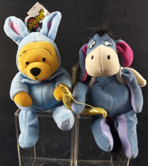 Two Disney Bean Bag Plush Cupid Eeyore Sleepy Pooh