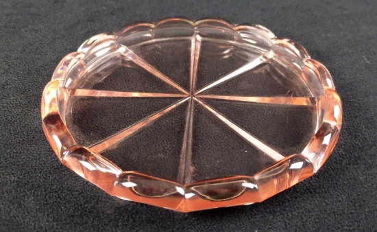 Vintage Pink Depression Glass Cheese Wedge Plate